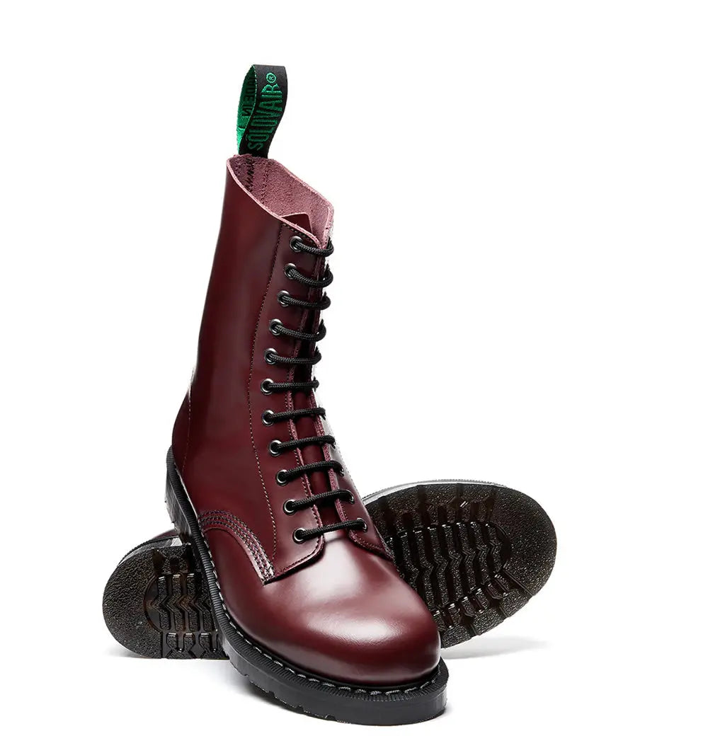 Solovair Derby Boot - 11 Eye Oxblood Hi Shine Leather