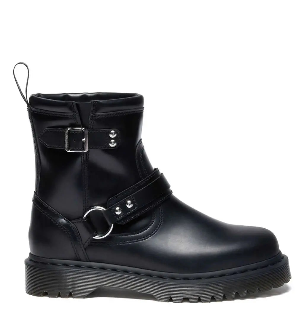 Anistone Harness Biker Boot - Hi Shine Black Leather
