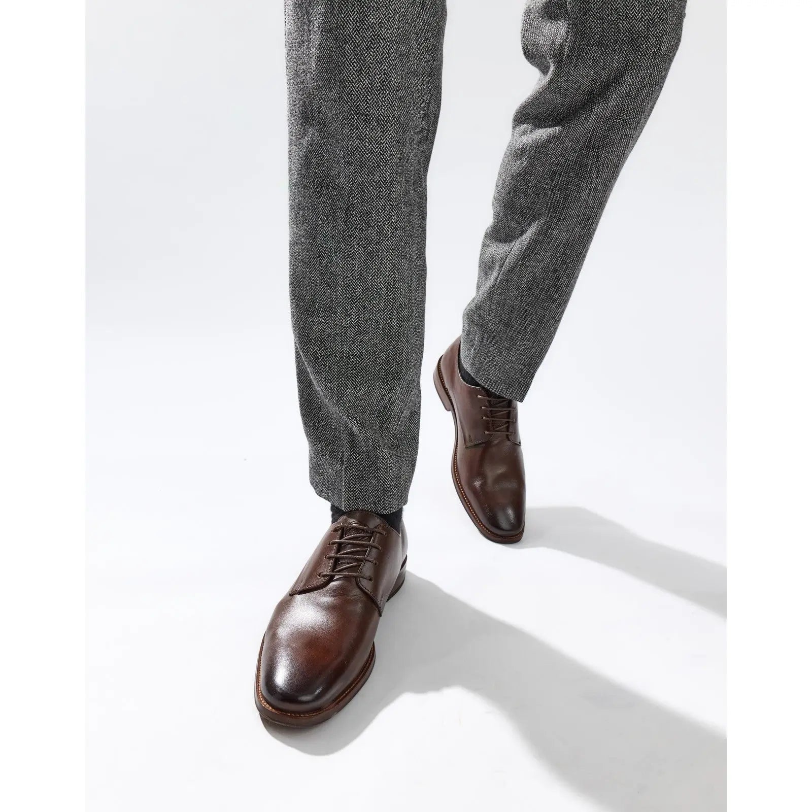 Base London Marley Plain Toe Derby Shoe - Brown