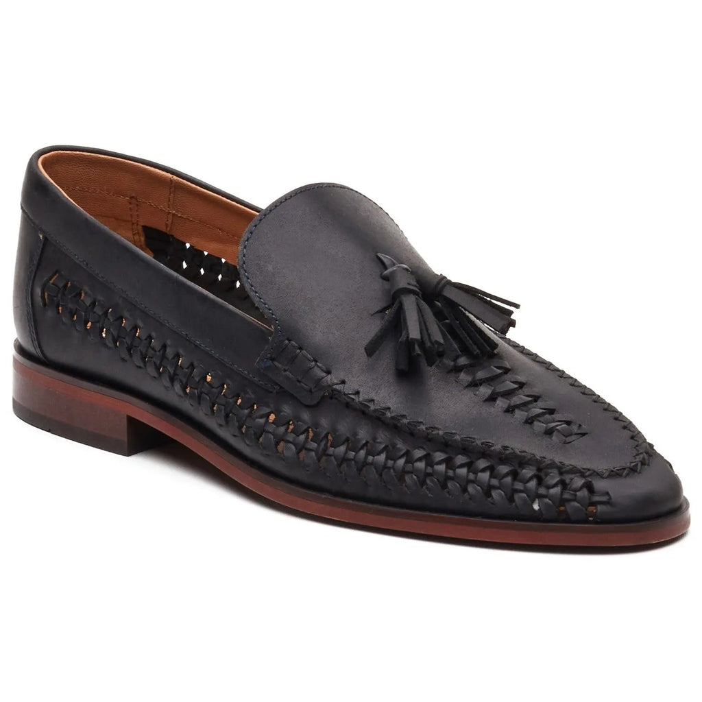 Base London Bracken Leather Weave Loafer - Black