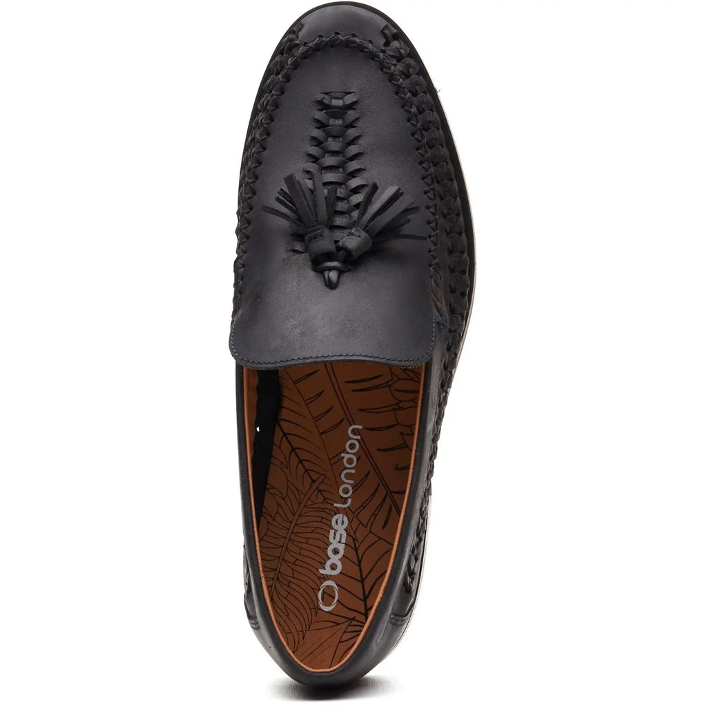 Base London Bracken Leather Weave Loafer - Black