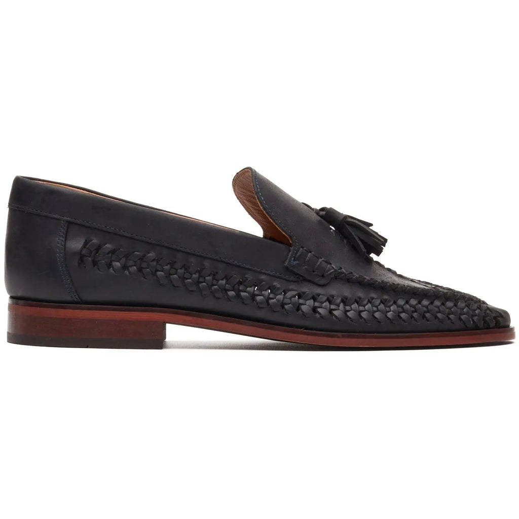 Base London Bracken Leather Weave Loafer - Black