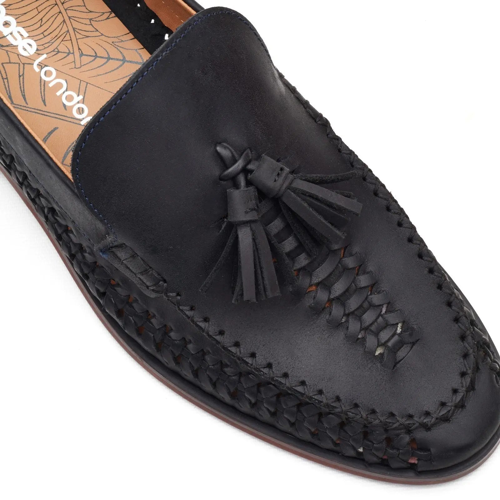Base London Bracken Leather Weave Loafer - Black