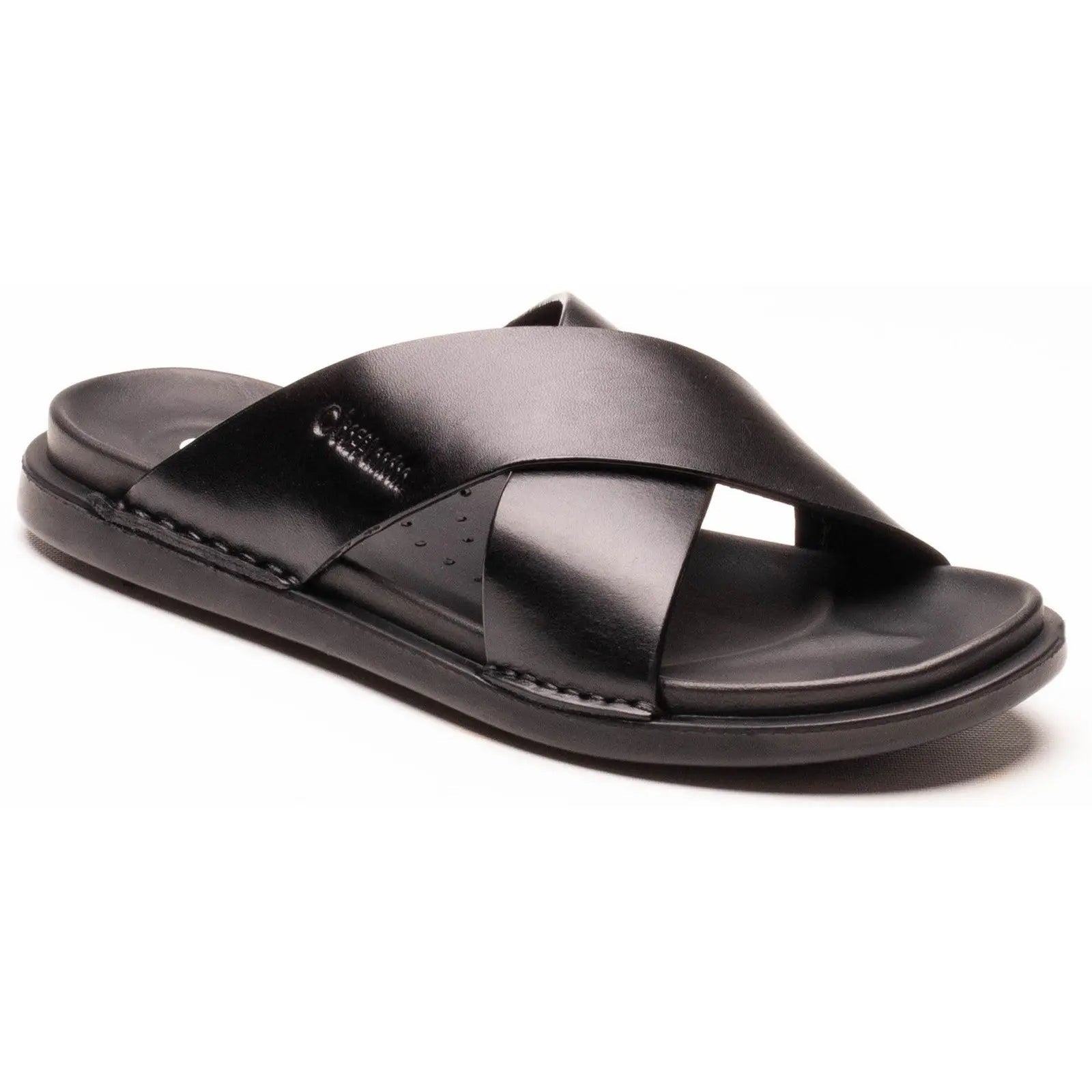 Base London Drift Cross Strap Sandal - Black