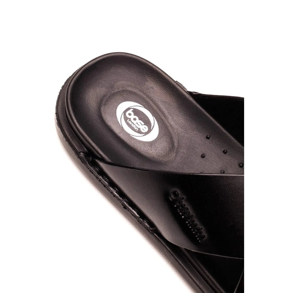 Base London Drift Cross Strap Sandal - Black