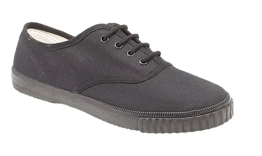 KBK Shoes - Black Lace-Up Plimsoll
